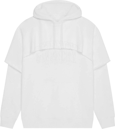 Givenchy White Double Layered Cut Off Logo Hoodie