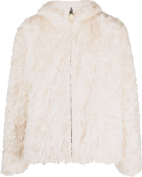 Givenchy White Fur Zip Hooded Jacket