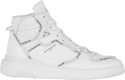 Givenchy White Logo Piped High Top Wing Sneakers