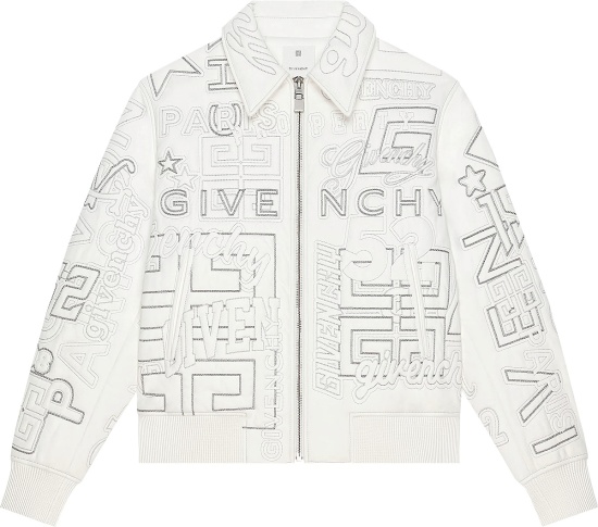 Givenchy White Logo Quilted Leather Jacket
