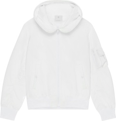Givenchy White Reflective Hooded Bomber Jacket