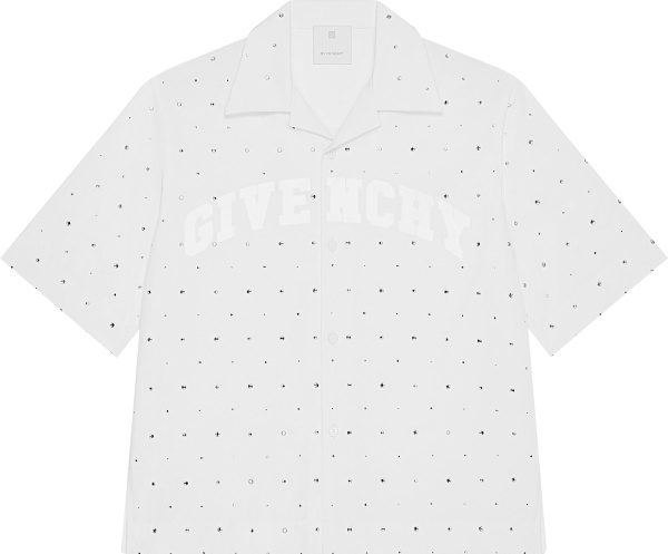 Givenchy White Studded College Logo Boxy Fit Shirt