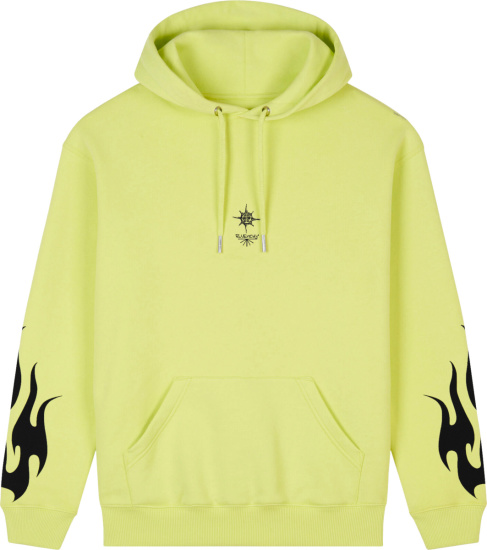 Givenchy Yellow And Black Flames Small Logo Hoodie