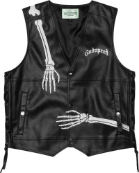 Black Leather 'R.O.D' Skeleton Vest