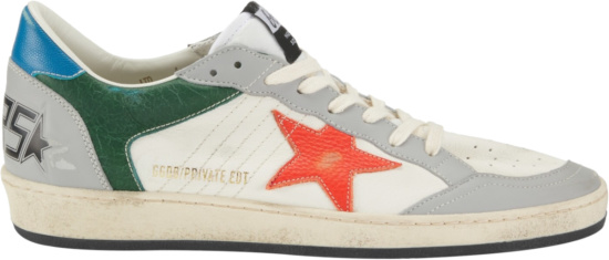 Golden Goose Grey White And Orange Ball Star Low Top Sneakers