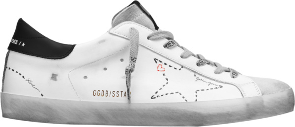 Golden Goose White And Black Heel Suprestar Outline Low Top Sneakers Gmf00101f00012410278