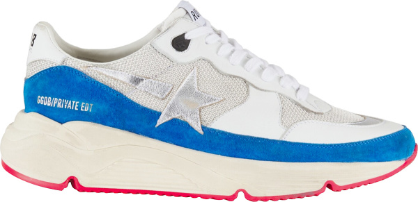 Golden Goose White Blue And Red Sole Running Star Sneakers