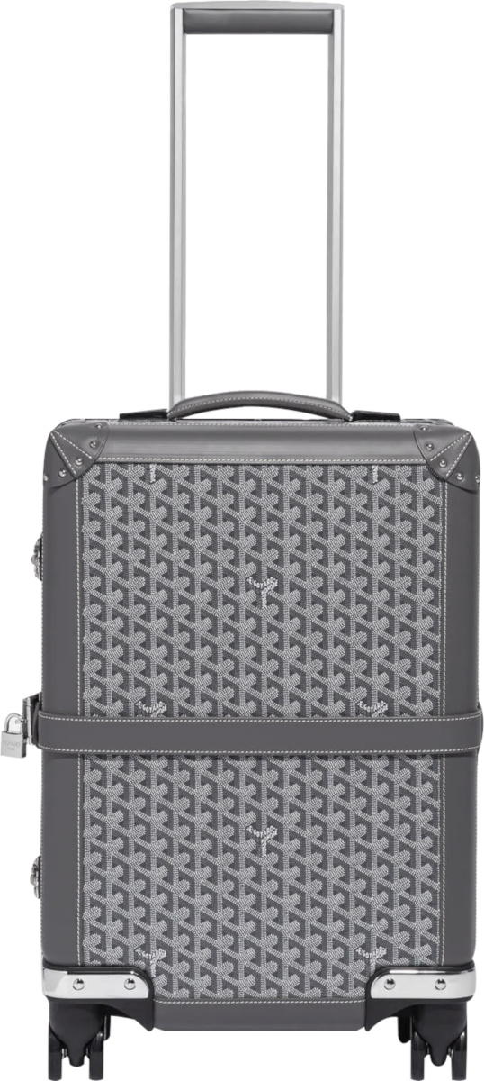 Goyard Bourget Trolley Case Wheeled Travel Luggage Carry on Rolling Suitcase  Gray Goyardine Canvas
