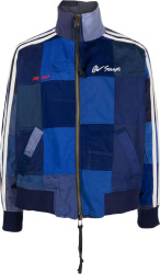 Greg Lauren Blue Patchwork Side Stripe Bomber Jacket