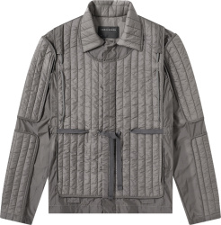 Grey Creen Dark Grey Quilted Panel Skin Jacket