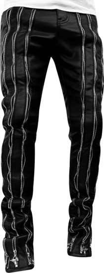 Guapi Black Leather Triple Zip Uzi Pants