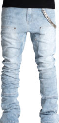 Guapi Light Blue Check Carpenter Jeans