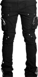 Obsidian Black Stacked Cargo Pants