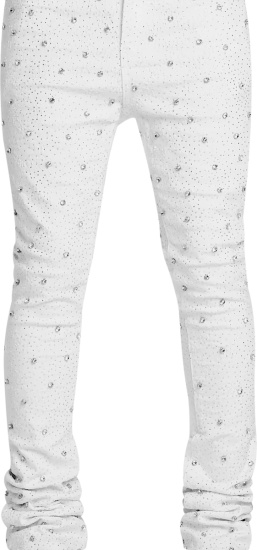 Guapi White Allover Embellished Stacked Jeans