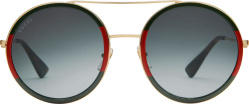 Green & Red Stripe Round Sunglasses (GG0061S)
