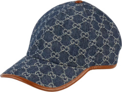 Denim-GG & Leather Trim Hat