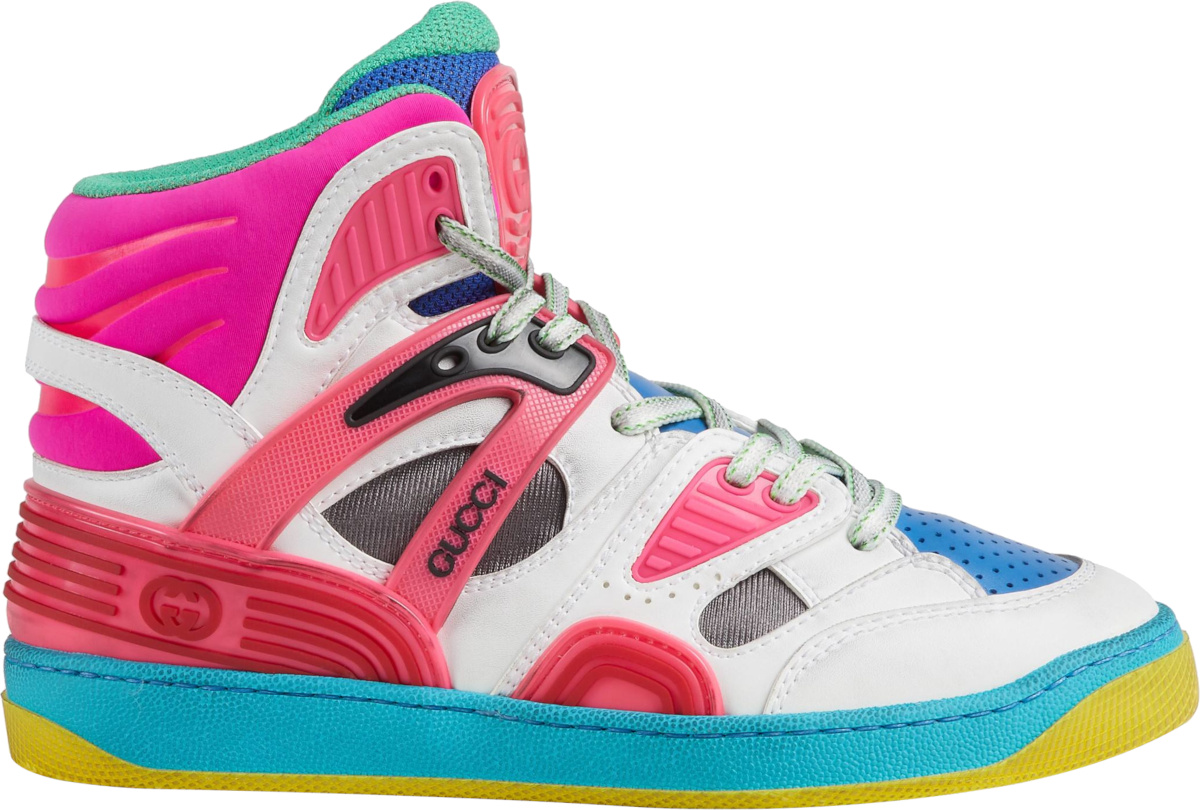 Gucci White & Neon Pink 'Basket' Sneakers | Incorporated Style