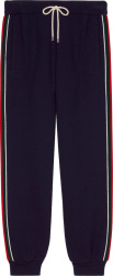 Navy & Web-Stripe Wool Trackpants