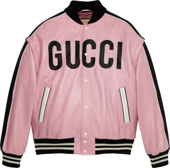 Gucci Pink Leather 'Gucci Pineapple' Bomber Jacket | INC STYLE