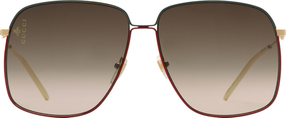 Gucci Red And Green Detail Frame Sunglasses Incorporated Style