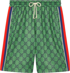 Gucci Green Gg And Web Stripe Shorts
