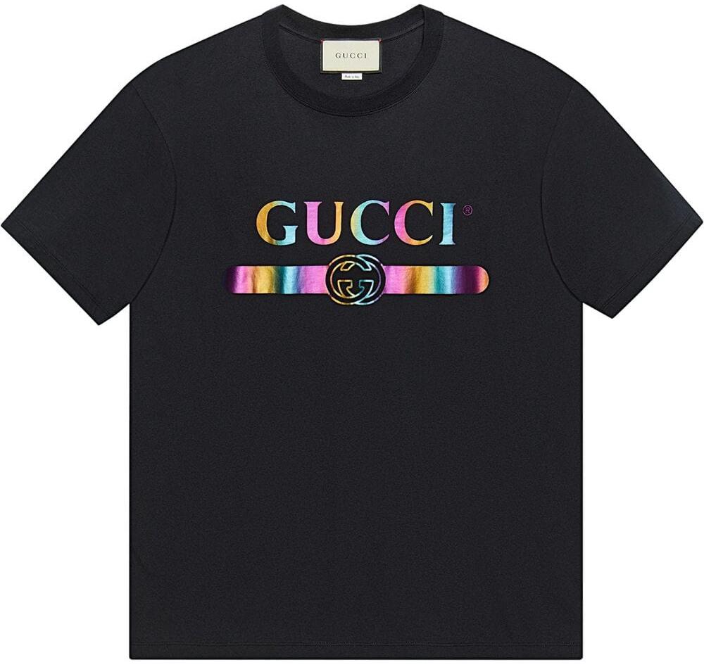 Gucci Black \u0026 Iridescent-Logo T-Shirt 