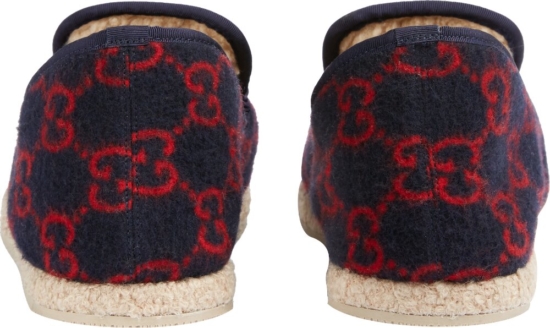 Gucci Navy & Red Wool 'Fria' Loafers | INC STYLE
