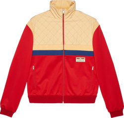 Gucci Red & Beige Quilted Colorblock Track Jacket