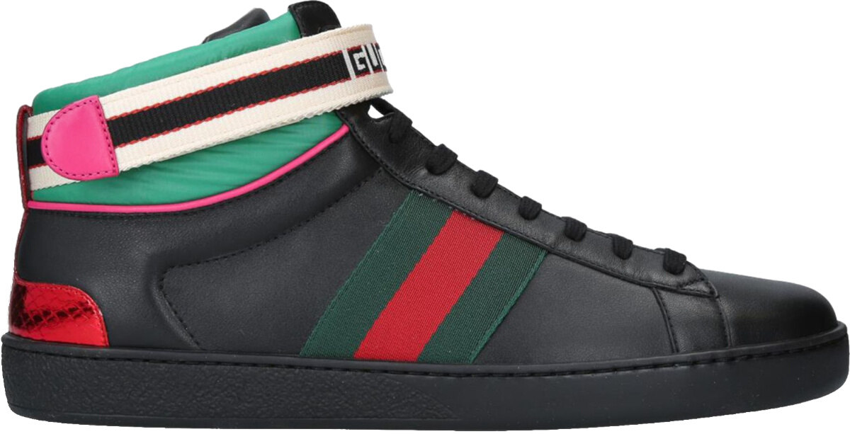 Gucci Black & Metallic High-Top 'Ace' Sneakers | INC STYLE