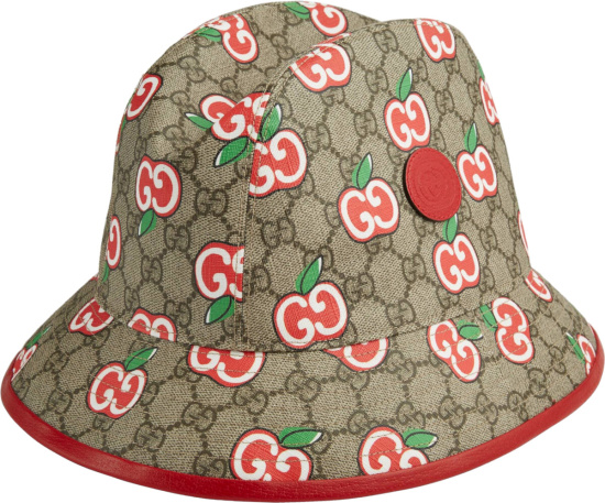 Gucci Apple Print Beige Gg Bucket Hat