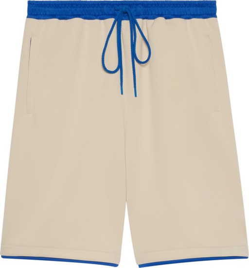 Gucci Beige And Bright Blue Trim Neoprene Shorts 752277xjfs59265