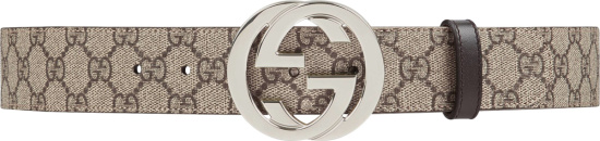 Gucci Beige And Brown Supreme Canvas Silver Gg Belt 411924 Kgdhn 9643