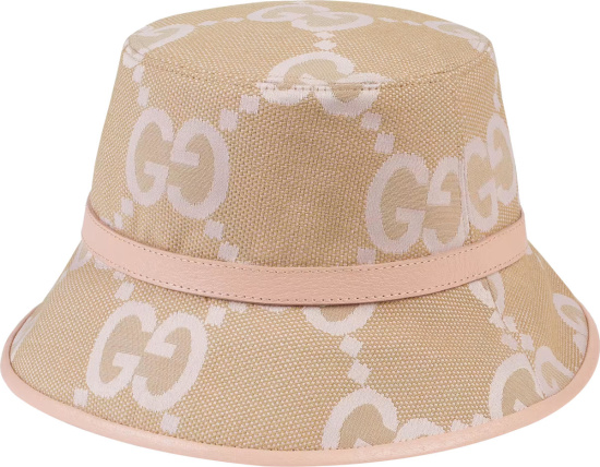 Gucci Beige And Light Pink Gumbo Gg Bucket Hat 7303363hapt8872