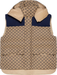 Gucci Beige And Navy Gg Down Puffer Vest 710586z8a589120