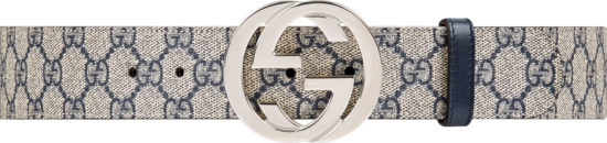 Gucci Beige And Navy Interlocking Gg Belt