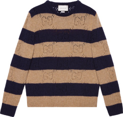 Gucci Beige And Navy Striped Sweater 645293 Xkbph 2420