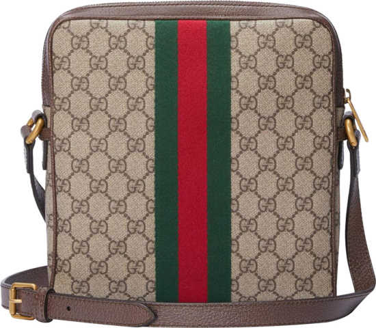 Gucci Beige Gg And Web Stripe Square Messenger Bag