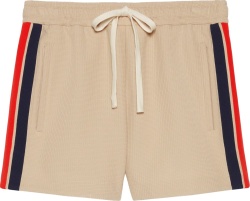 Gucci Beige Waffle Knit Web Stripe Shorts 737416xjffb9117