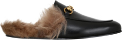 Black Fur 'Princetown' Loafers