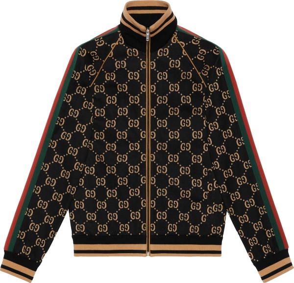 Gucci Black And Beige Gg Web Stripe Track Jacket 695955xjeei1030