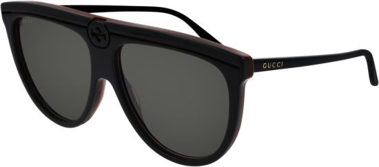 Gucci Black And Brown Brow Logo Aviator Sunglasses