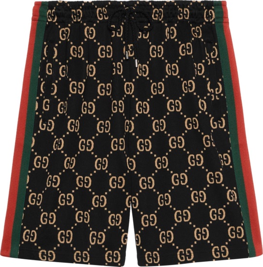 Gucci Black And Gold Gg Web Jogging Shorts 698429xjeei1030