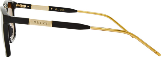 Gucci Black And Gold Tone Square Frame Sunglasses