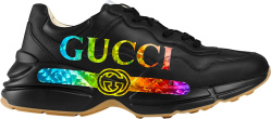 Gucci Black And Rainbow Logo Rhyton Sneakers