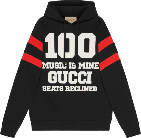 Gucci Black And Red Striped Gucci 100 Music Is Mine Hoodie