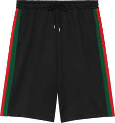 Gucci Black And Web Tape Stripe Basket Shorts
