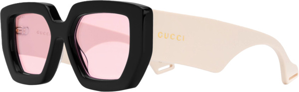 Gucci Black And White Two Tone Geometric Sunglasses
