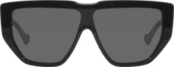 Gucci Black Angular Oversized Aviator Sunglasses