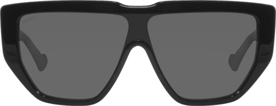 Gucci Black Angular Oversized Aviator Sunglasses