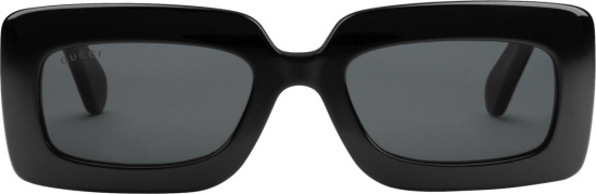 Gucci Black Chunky Wide Rectangular Sunglasses